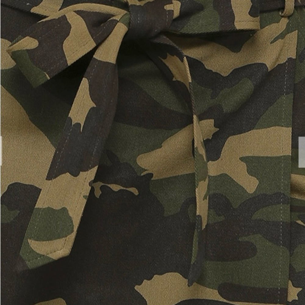 Camo Denim and Front Double Skort with Self Tie - Picture 5 of 5